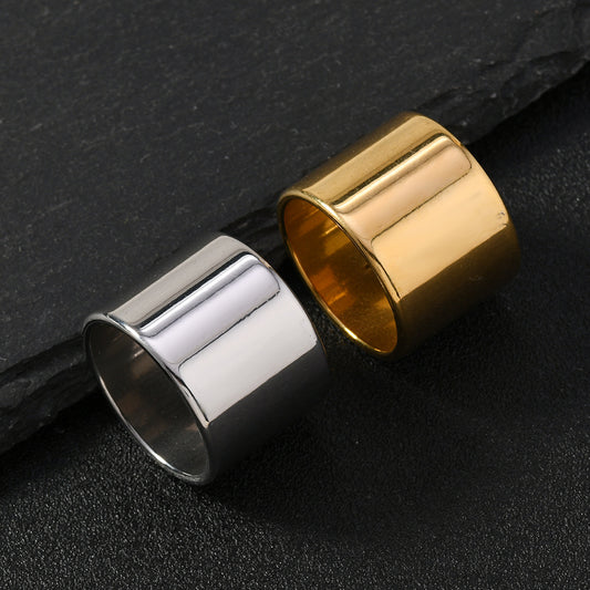Men's Stainless Steel Wide Glossy Simple Thumb Rings
