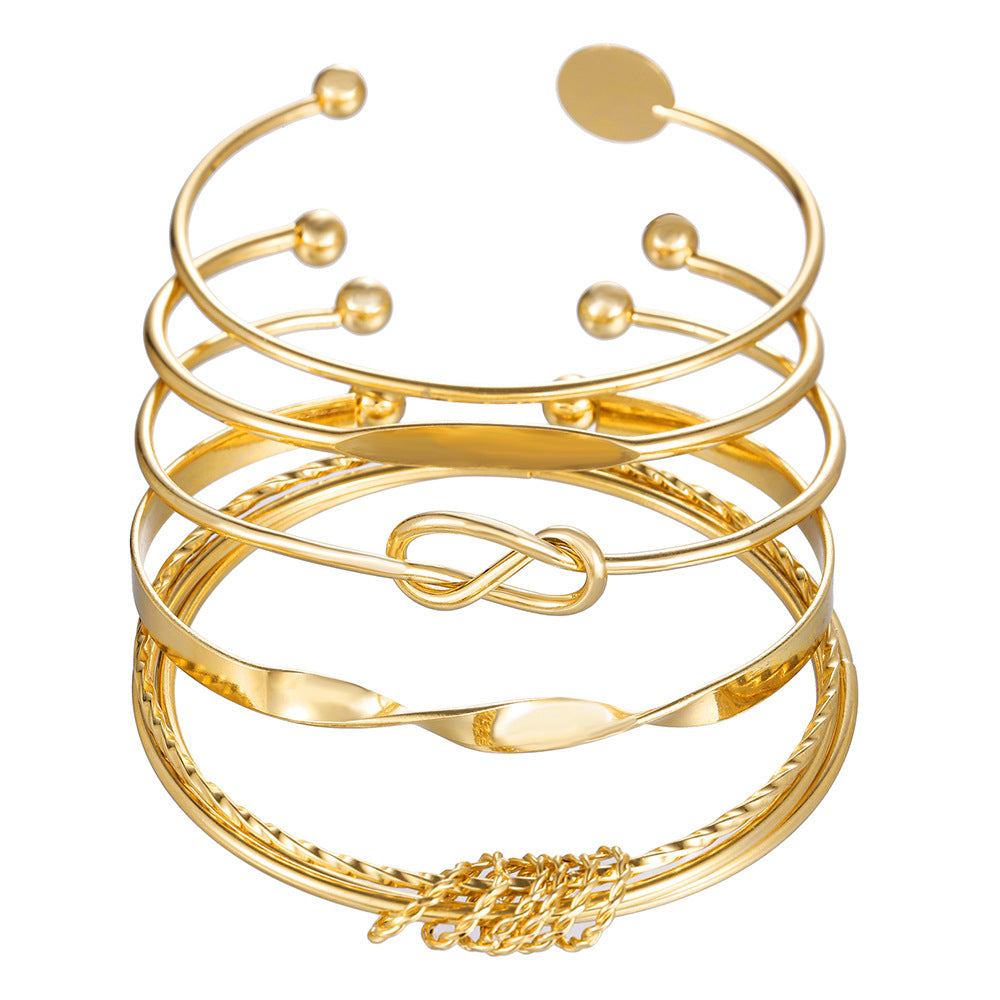 Women's Twin Suit Round Knot Geometric Metal Bracelets