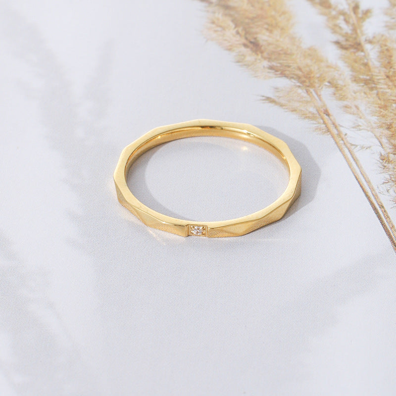 Single Rhinestone Titanium Steel Gold Plated Simple Rings