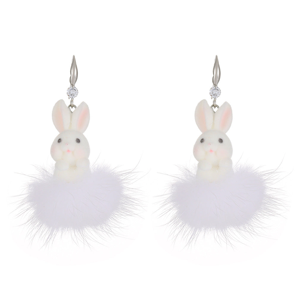 Cute Plush Rabbit Design Fashion Sweet Earrings