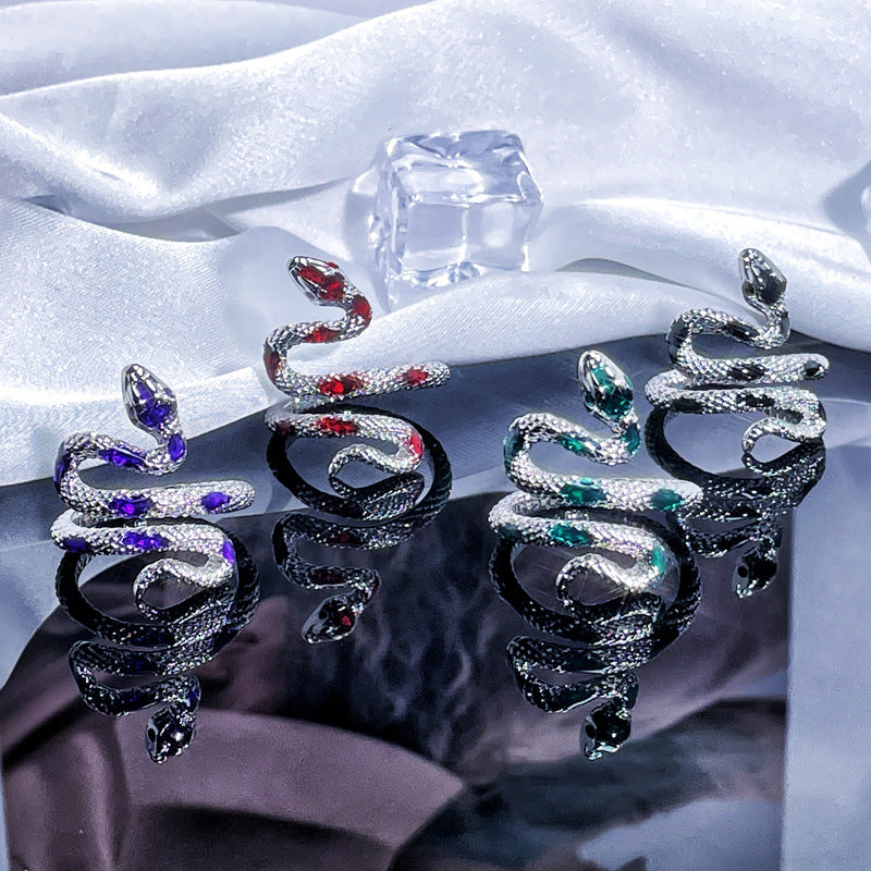 Texture Snake-shaped Drip Glazed Open Female Rings