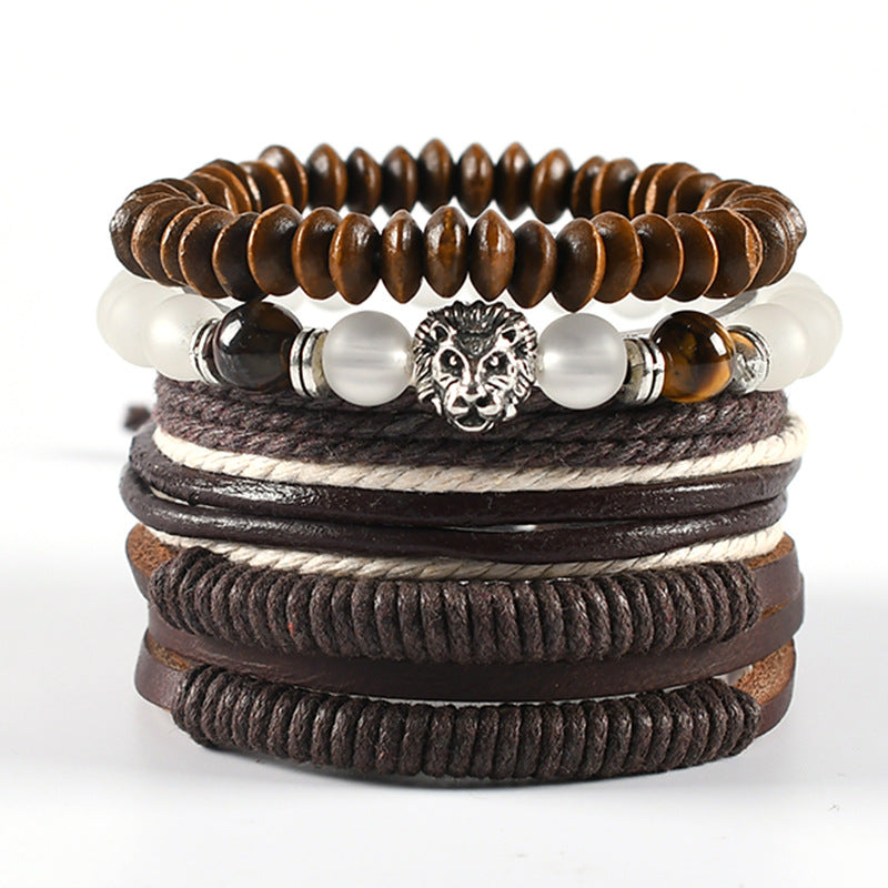 Men's Handmade Ornament Alloy Wings Unisex Black Bracelets