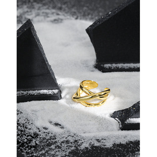 Women's Korean Style Niche Design Retro Distressed Winding Rings