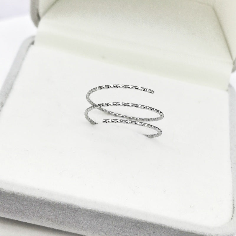 Titanium Steel Embossed Elastic Shank Pearl Rings