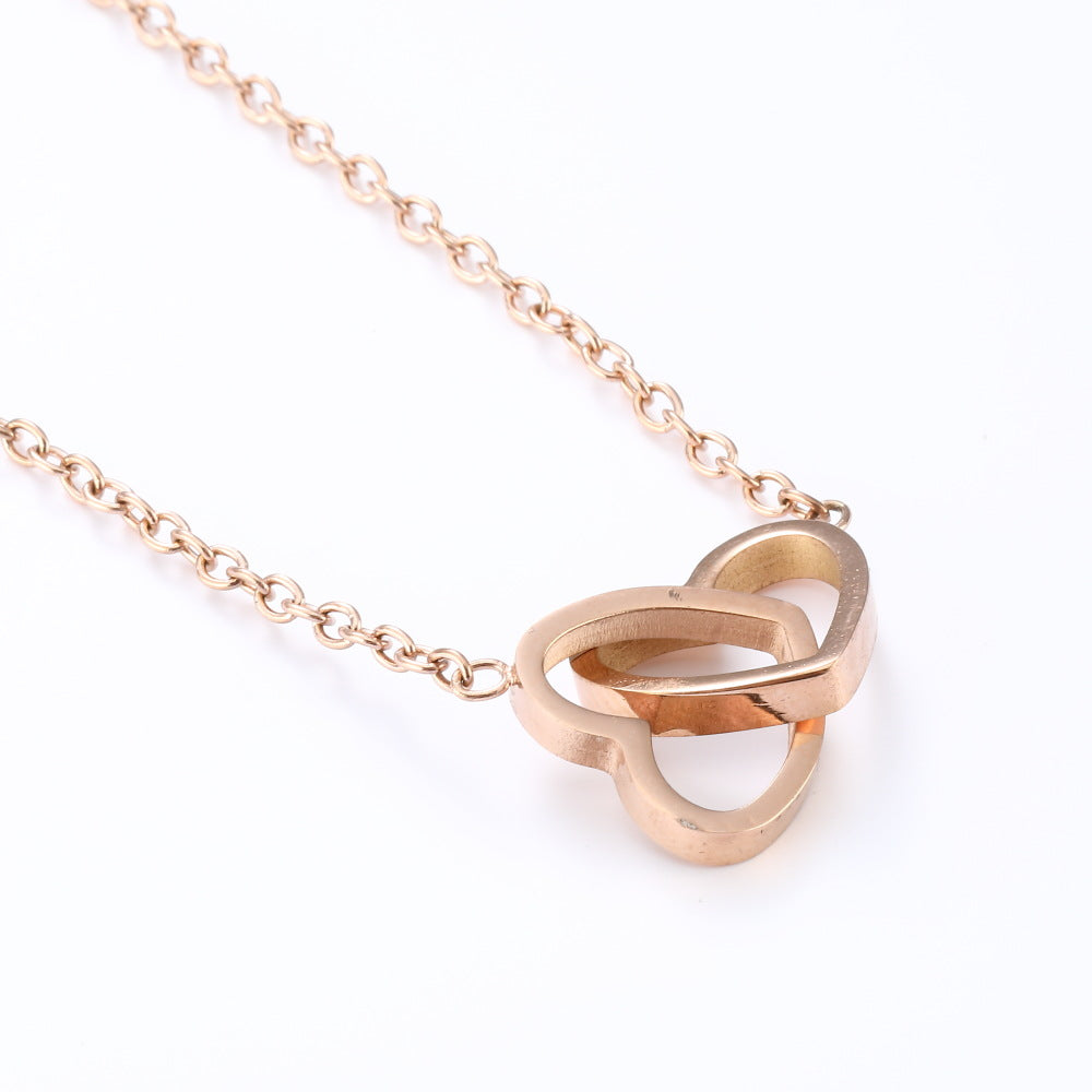 Name Lettering Fashion Short Heart-to-heart Double Necklaces