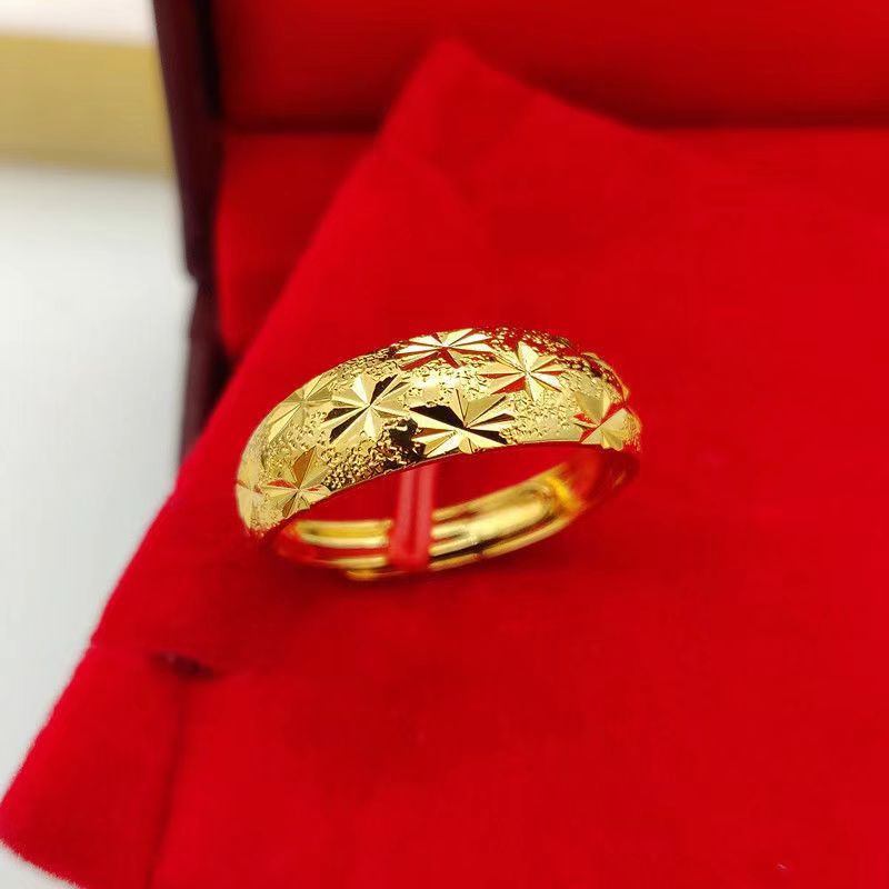 Women's Brass Gold-plated Starry Various Love Meteor Shower Wide Fu Rings