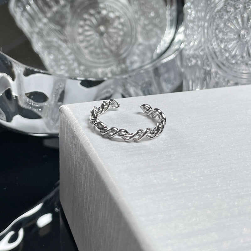 Simple Thorn Rose Open Female Irregular Texture Pleated Rings