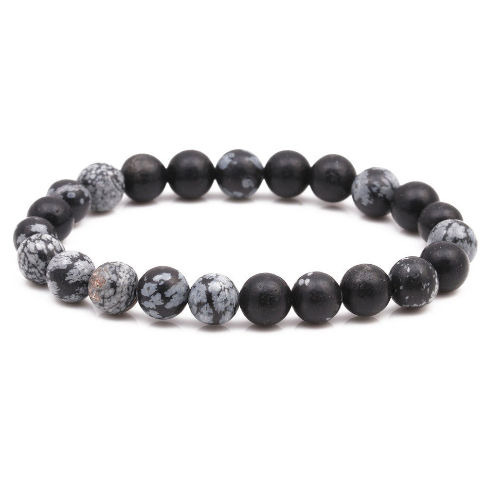Men's Natural Stone Beads White Turquoise Elastic Bracelets