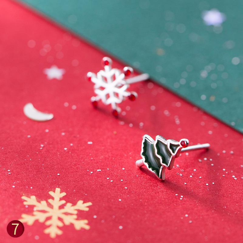 Series Elk Snowflake Small Antlers Fresh Earrings