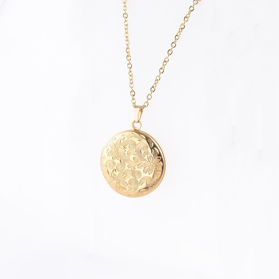 Steel Retro Pattern Surface Round Box Can Necklaces