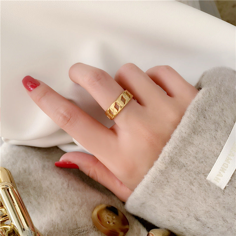 Steel Gold-plated Female Simple Stylish Personality Rings