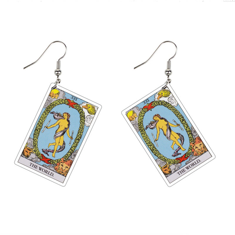 Acrylic Printing Double-sided Vintage Tarot Designer Earrings