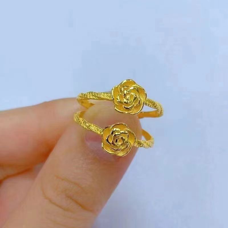 Luxury High-grade Golden Rose Female Flowers Rings