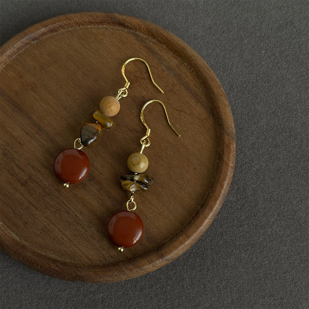 Women's Tigereye Niche Handmade French Entry Lux Earrings