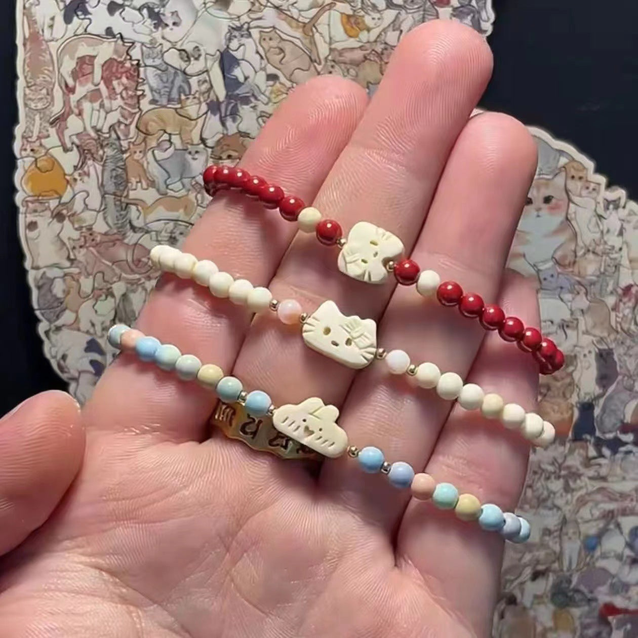 Women's Cute Kitten Bunny Beaded Design Zen Bracelets