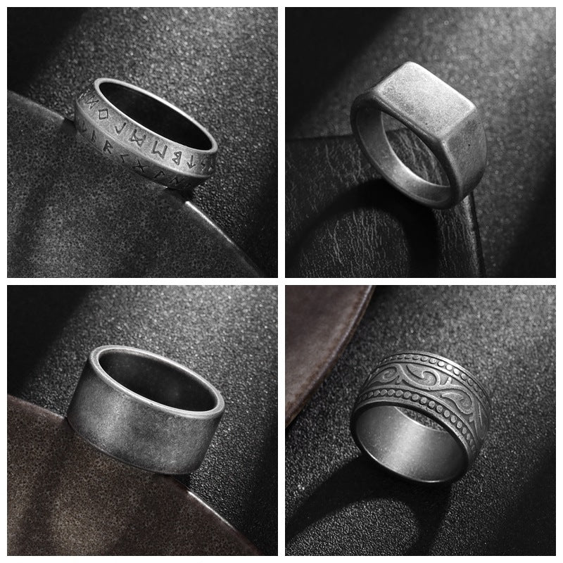 Men's Ancient Sier Accessories Old Titanium Steel Rings