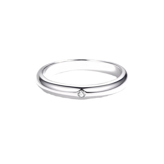Sterling Sier Simple Couple Moissanite Diamond Rings