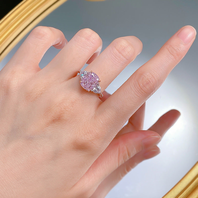 Women's Sier Imported High Carbon Rhinestone Diamond Rings