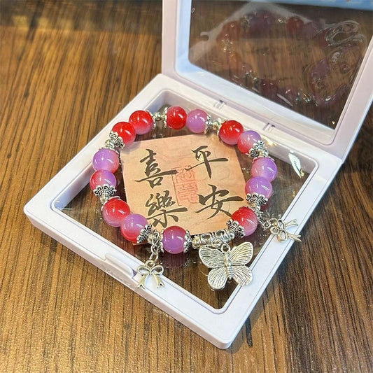 Style Glaze Butterfly Beaded Cracked Cystal Bracelets