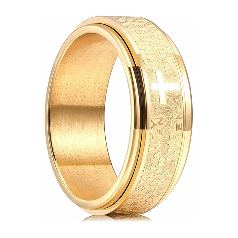 Inspirational Text Titanium Steel Rotatable Hand Rings