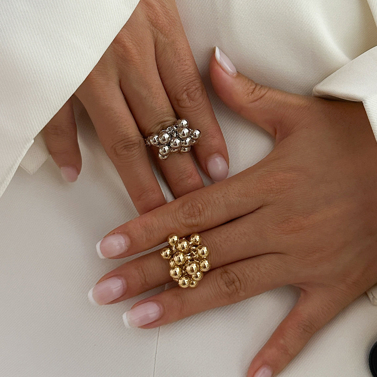 Personality Five Petal Flower Three-dimensional Open Exaggerated Rings