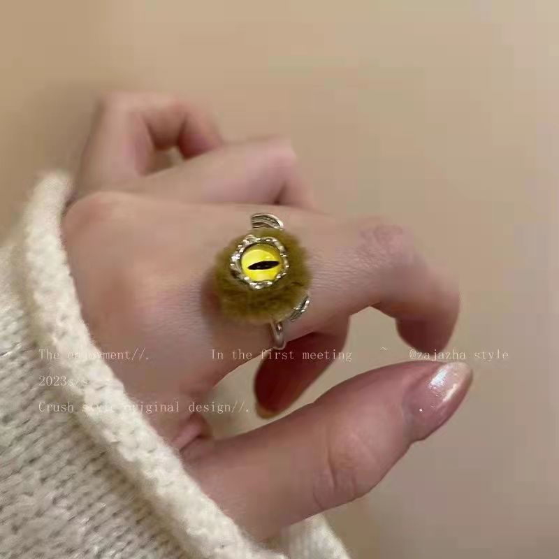 Flocking Bear Open Female Cartoon Index Finger Rings