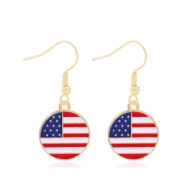 Alloy Dripping Oil Stars Stripes National Rings