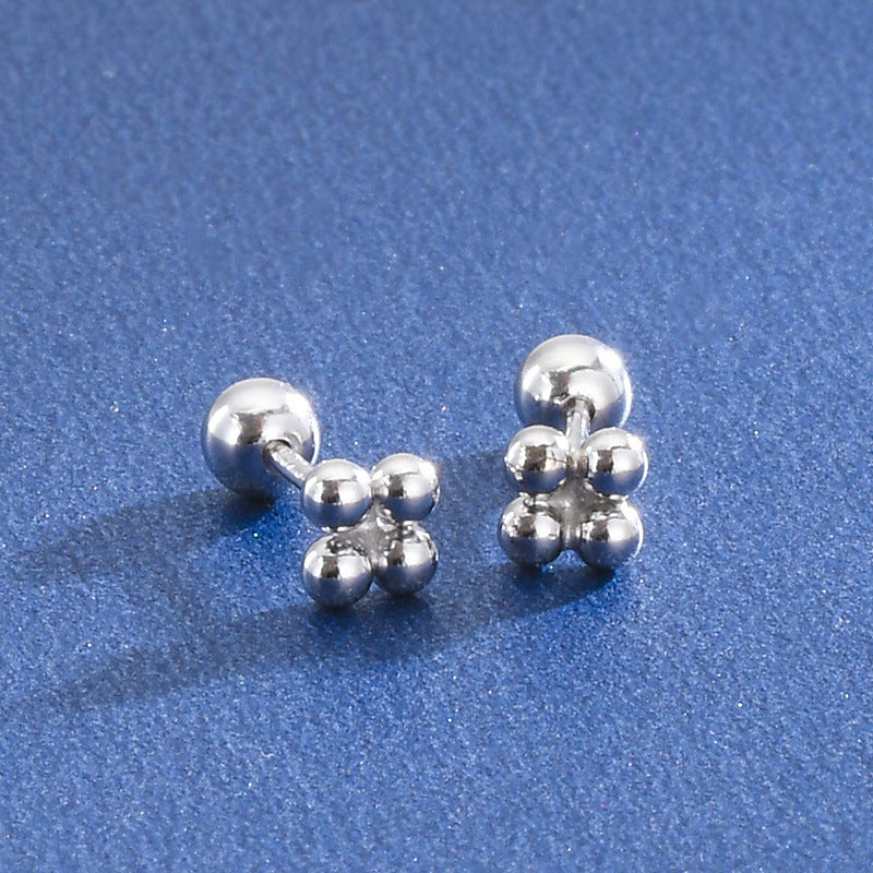 Sier Ball Ear Bone Geometric Simple Earrings