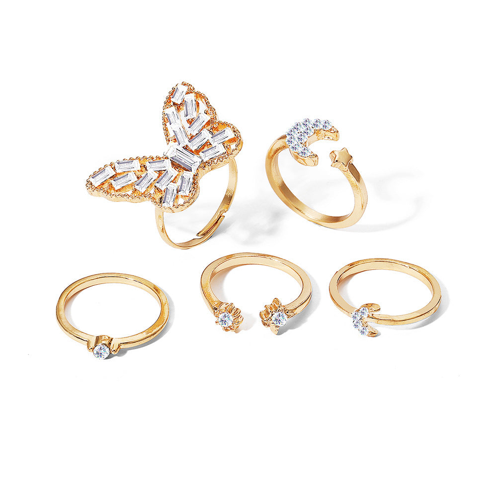 Women's Retro Golden Personality Independent Packaging Butterfly Rings