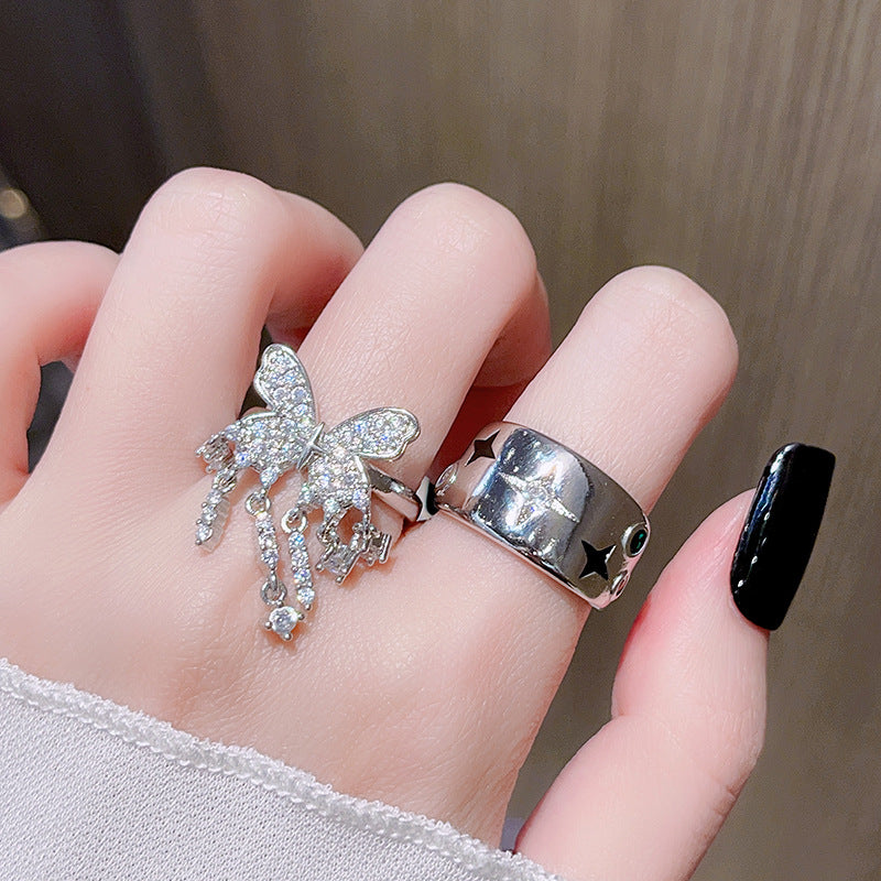 Butterfly Fairy Rhinestone Open Flash High-grade Light Rings
