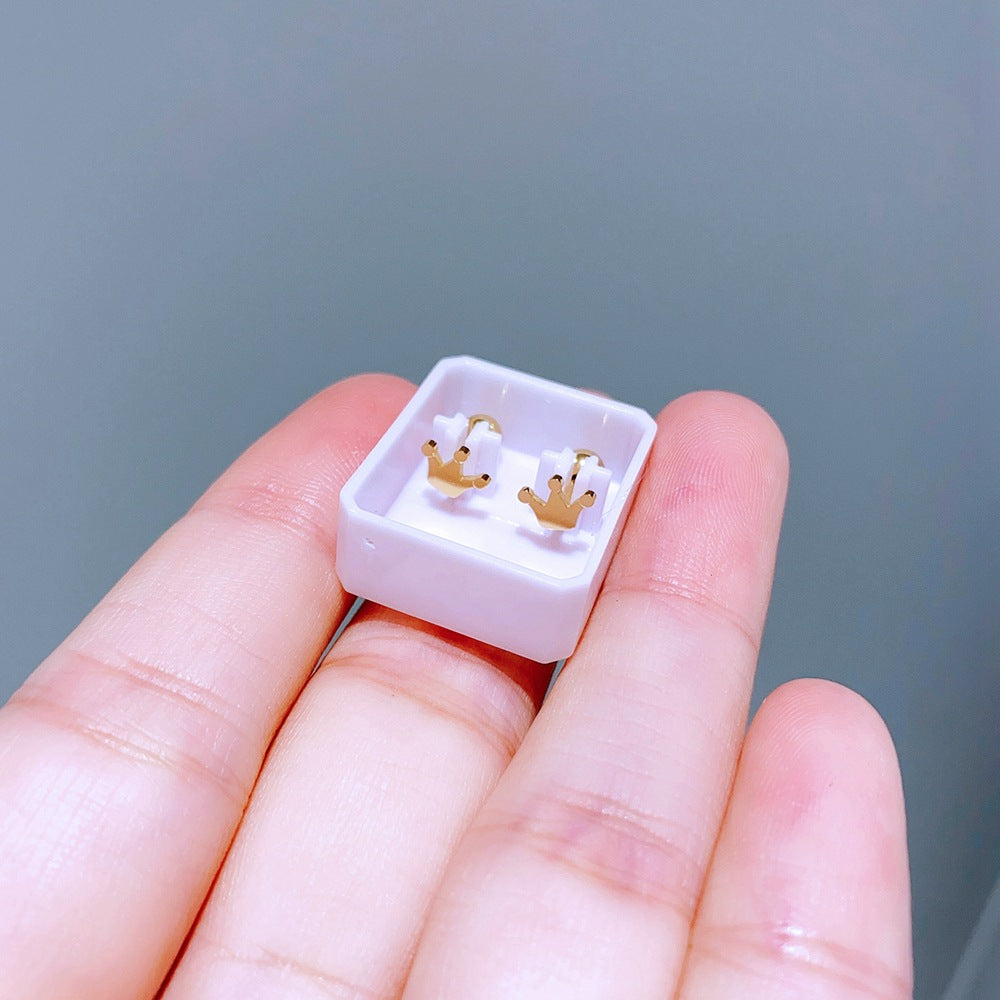 Basic Exquisite Small Glossy Metal Titanium Earrings