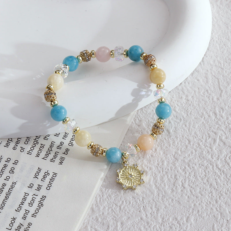 Clothing Glass Floral Beads Fresh Pastoral Tourist Attractions Elastic Bracelets