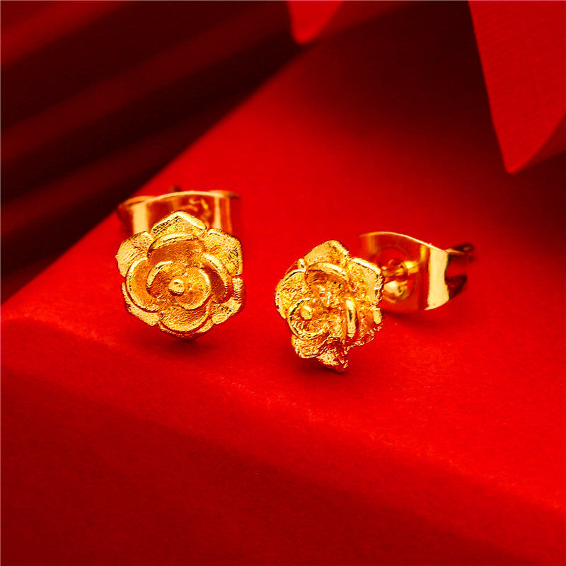 Women's Gold Small Ear Bar Simulation European Coin Earrings