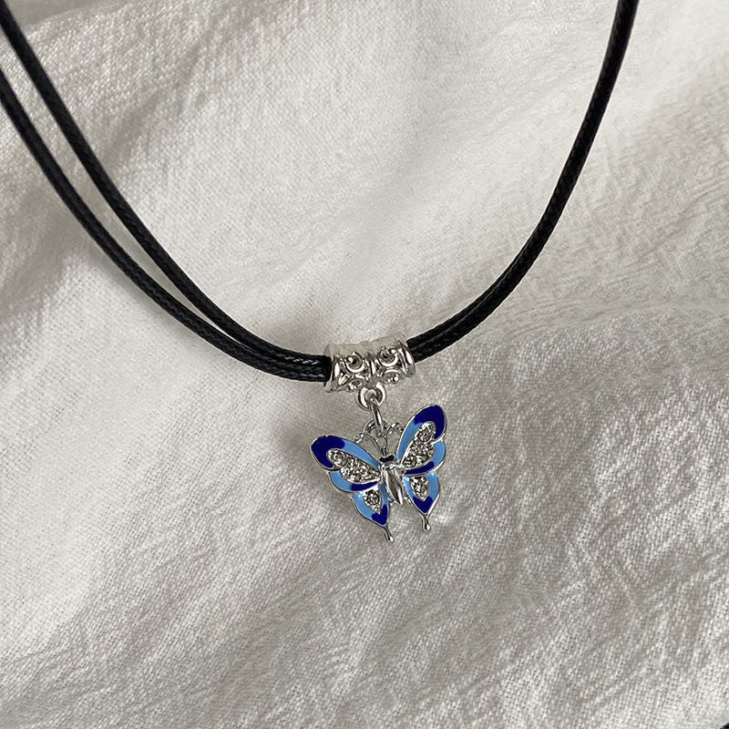 Women's Retro Butterfly High-grade Leather Rope Collar Necklaces