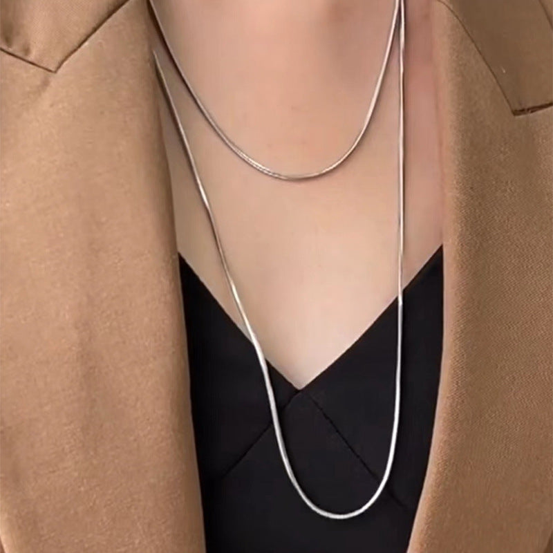 Women's Gold-plated Square Snake Bone Light Luxury Plain Necklaces