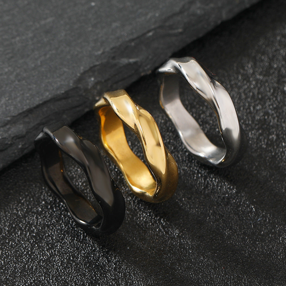 Women's & Men's Titanium Steel Casting Geometric Glossy Stainless Rings