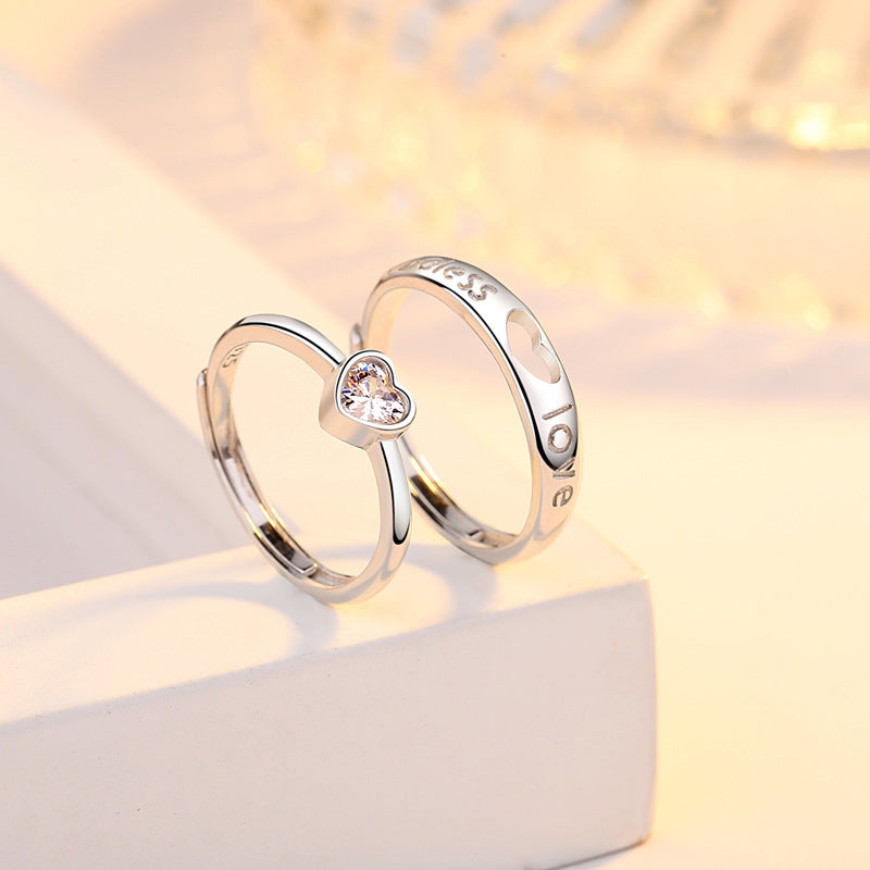 Women's & Men's Matching Heart-to-heart Couple One Pair Niche Rings