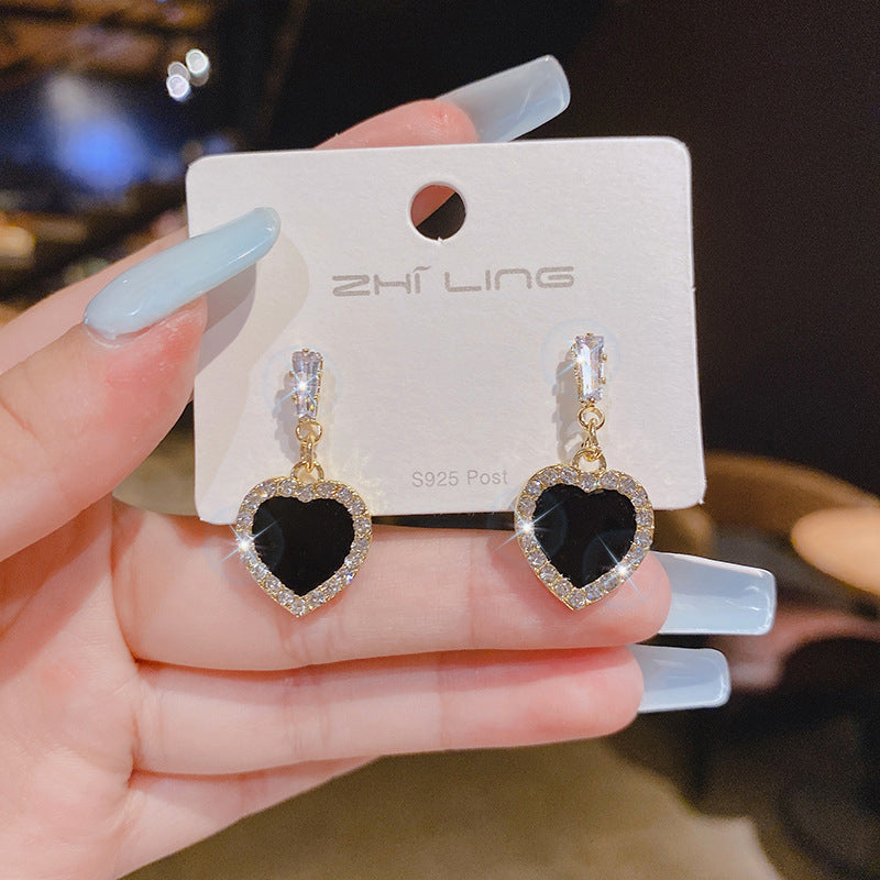 Women's Fashionable Loving Heart Zircon For Trendy Earrings