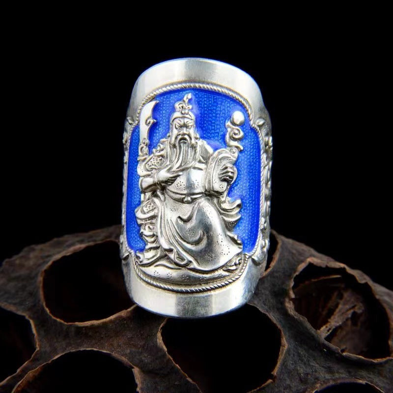 Men's Wealth Guan Gong Yu Totem Domineering Open-end Personality Jewelry Rings