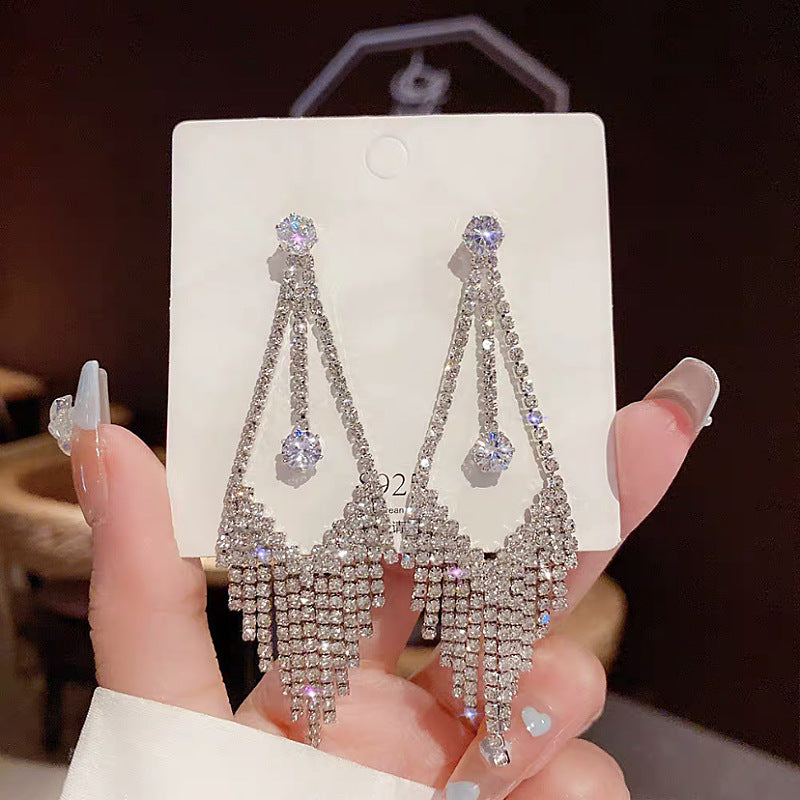 Sier Needle Korean Style Exaggerating Tassel Earrings