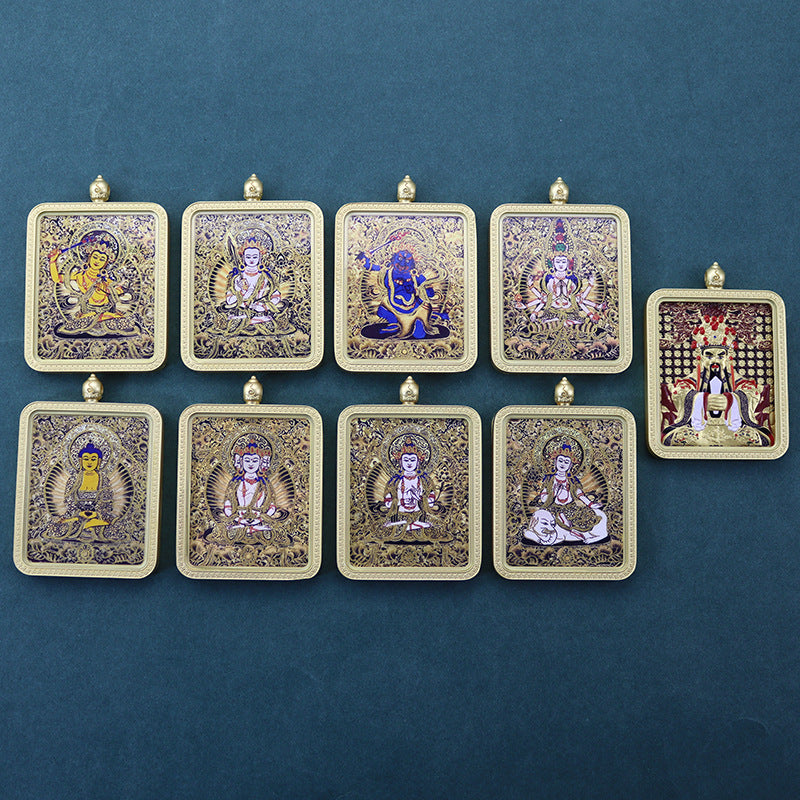Hand Painted Golden Outline Eight Patron Necklaces