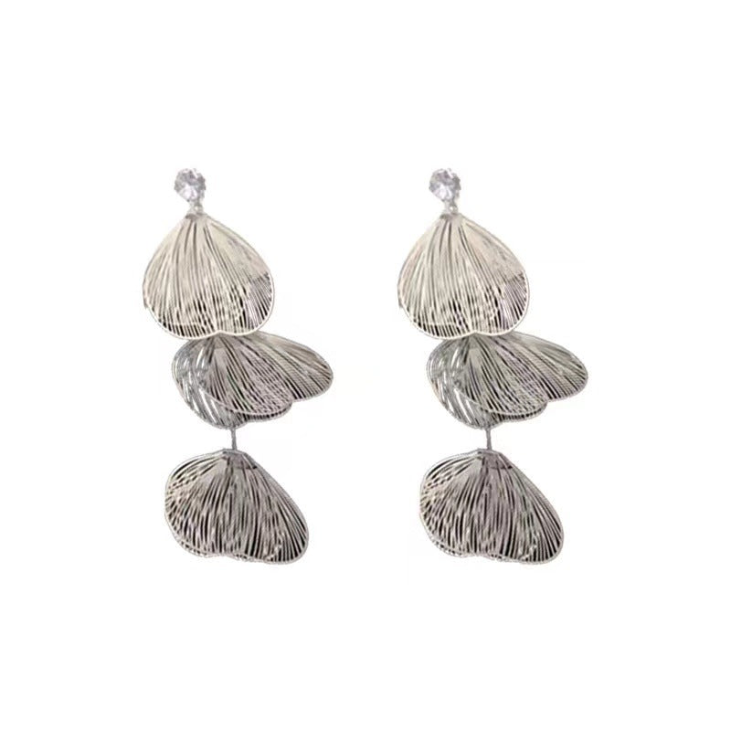 Zircon Hollow Flower Tassel Super Fairy Sier Earrings
