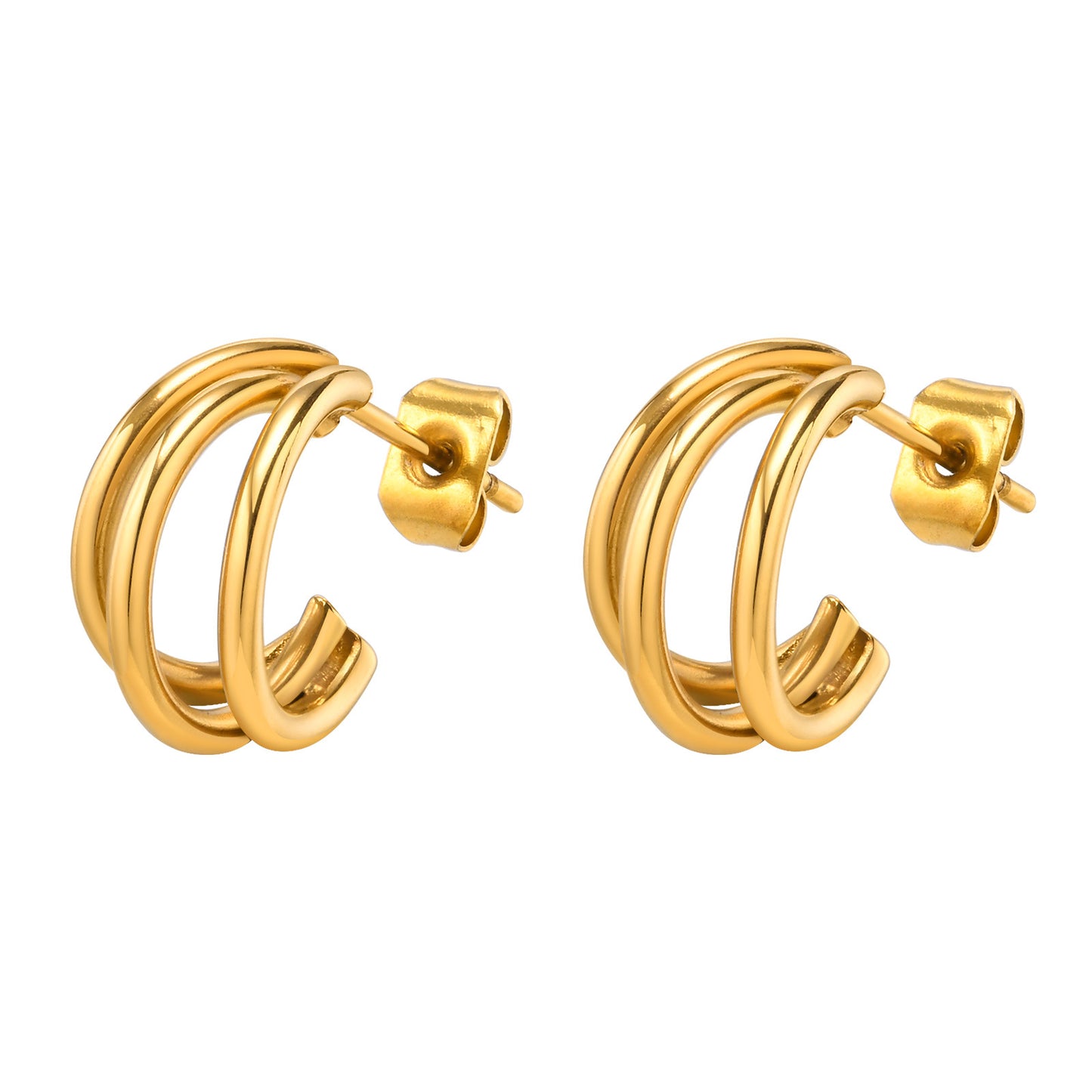 Women's Double Stainless Steel Three Tube Jewelry Earrings
