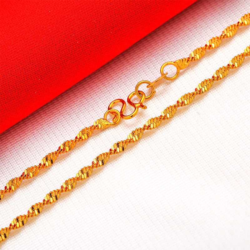 Women's Gold-plated Water Wave Chain Alluvial Gold Fine Box Necklaces