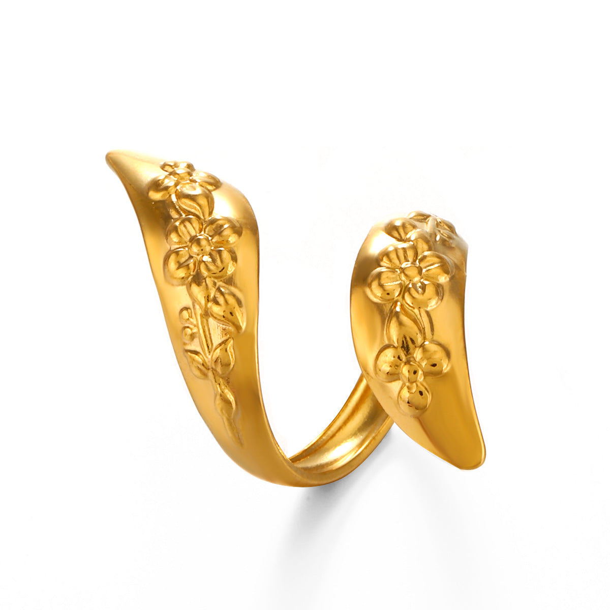 Fashion Popular Stainless Steel Simple Flower Rings