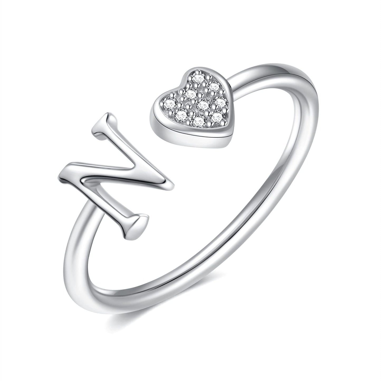 Name First Letters Stackable Zircon Adjustable Rings