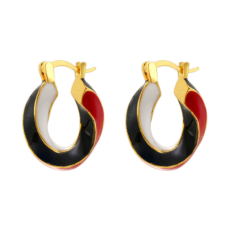 Colorful Oil Twisted Hoop Female Temperament Earrings