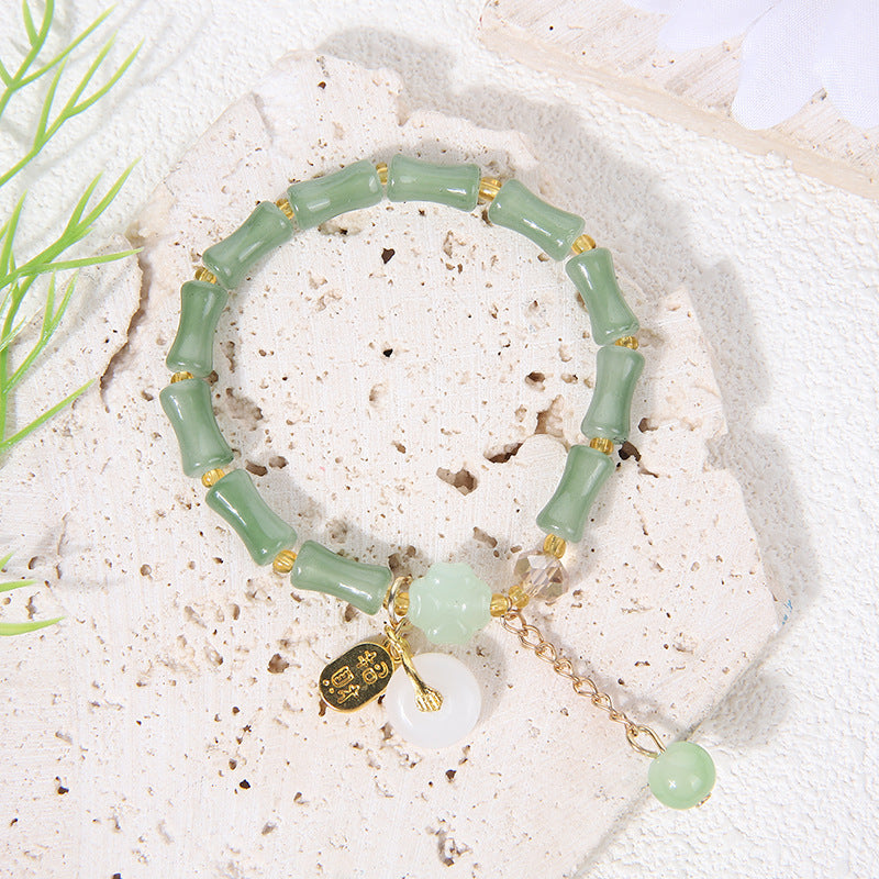 Bamboo Imitation Aventurine Festival High Peace Buckle Jade Bracelets