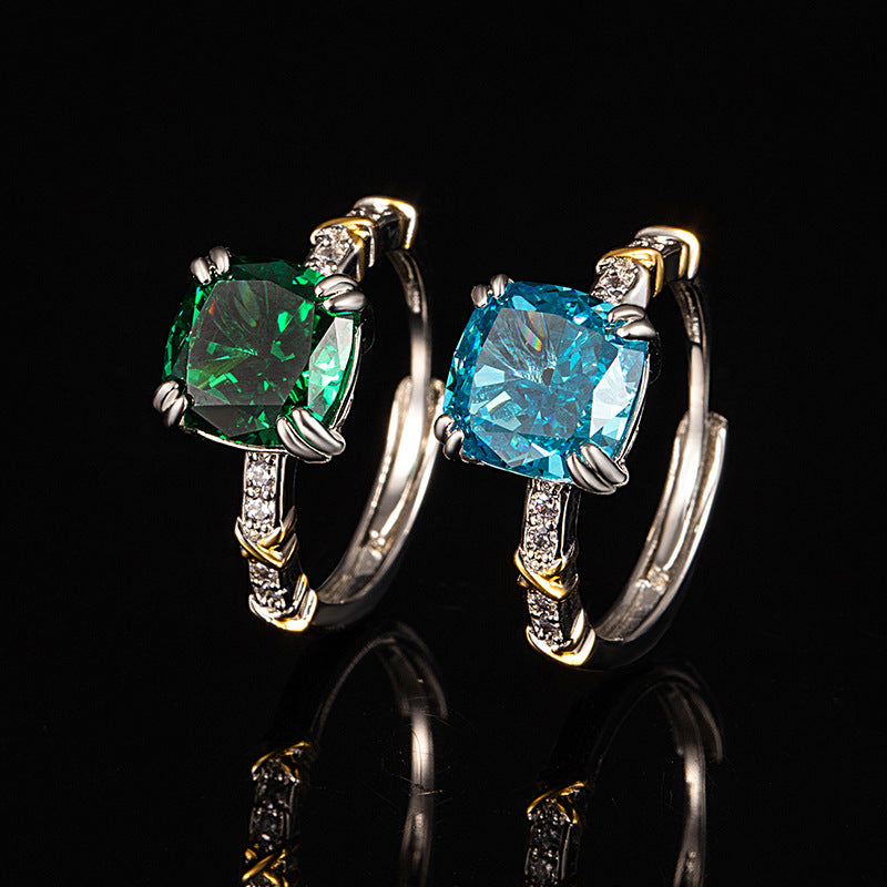 Flower Cut Color Zircon Female Gold Points Advanced Design Rings