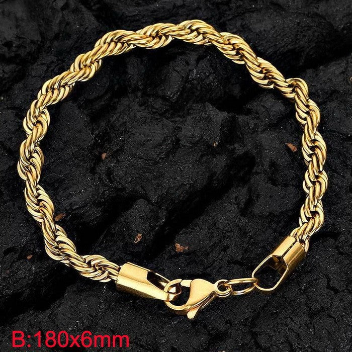 Women's & Men's Popular Simplicity Gold Stainless Steel Hemp Bracelets